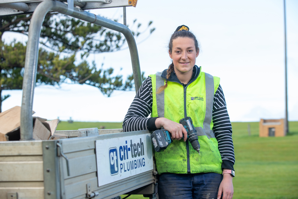 Former plumbing apprentice Shona McGuigan is encouraging more women to enter non-traditional trades.