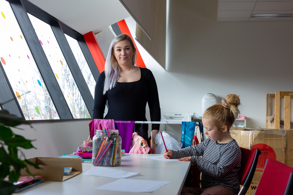 Lily working as a childcare teacher