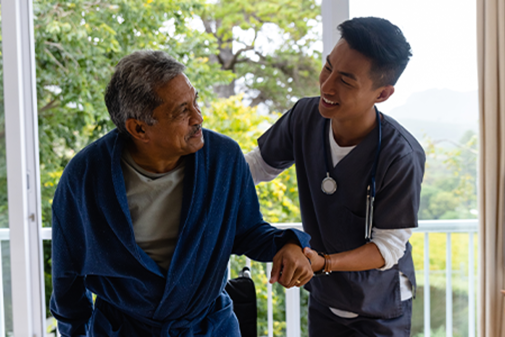 nurse helping patient